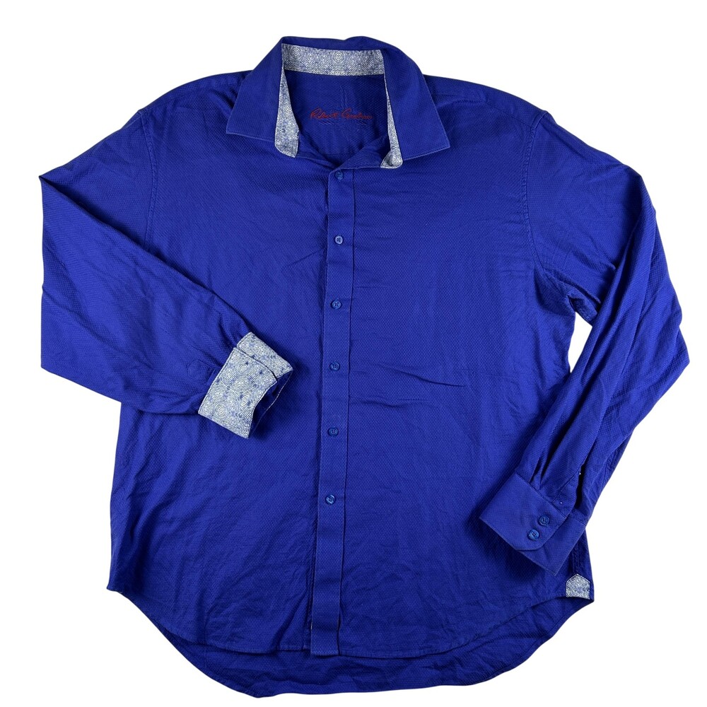 Robert Graham Shirt Mens 2XL Flip Cuff Solid Long Sleeve Button Up Contrast Trim